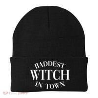 Baddest Witch In Town Funny Halloween Beanie thumb 0