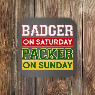 Badger On Saturday Packer On Sunday Coaster