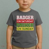 Badger On Saturday Packer On Sunday Toddler T-Shirt thumb 2
