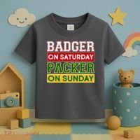 Badger On Saturday Packer On Sunday Toddler T-Shirt thumb 3