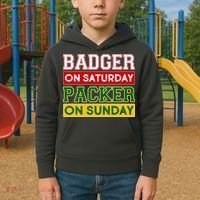 Badger On Saturday Packer On Sunday Kids Hoodie thumb 2