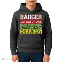 Badger On Saturday Packer On Sunday Kids Hoodie thumb 4