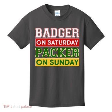 Badger On Saturday Packer On Sunday Kids T-Shirt
