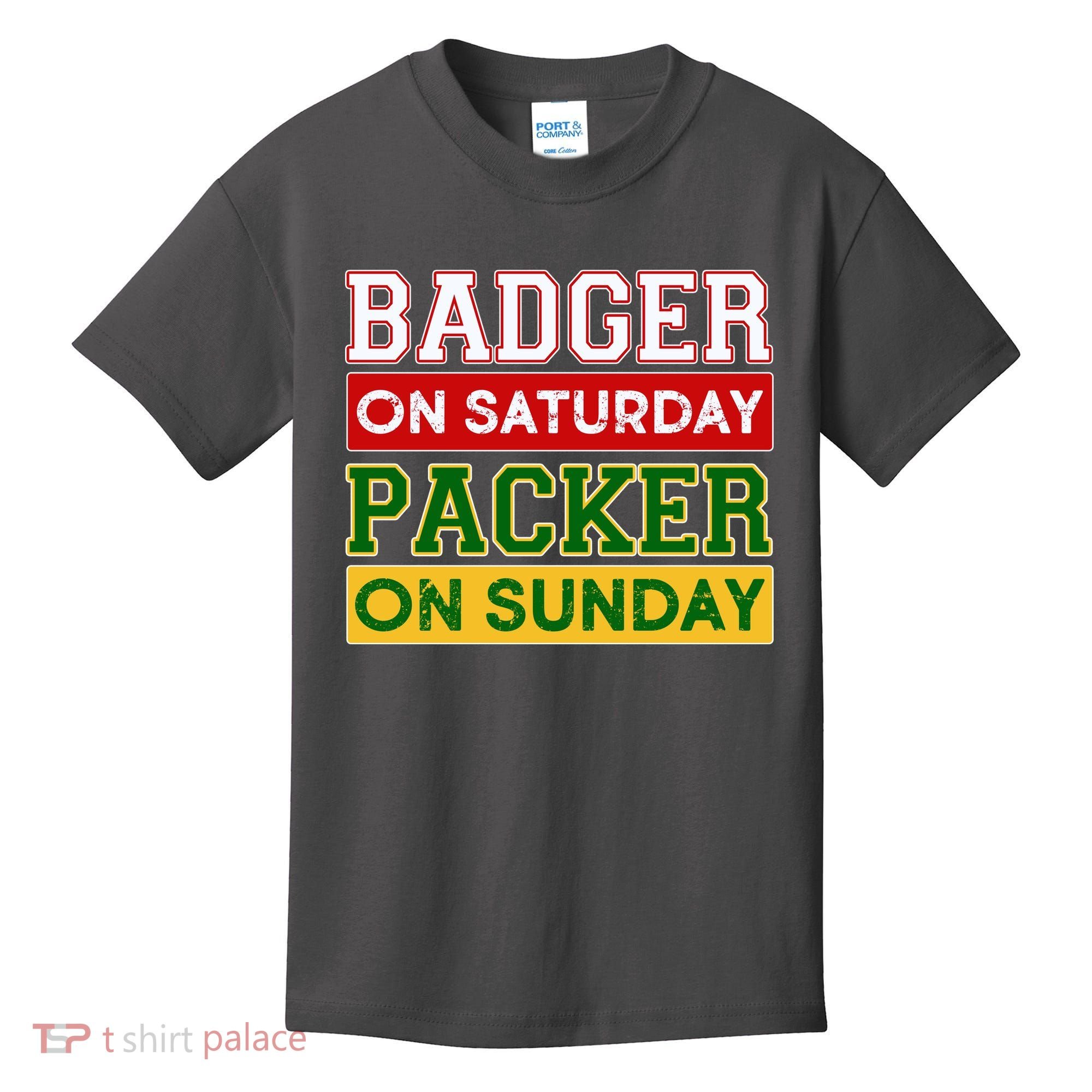 Badger On Saturday Packer On Sunday Kids T-Shirt