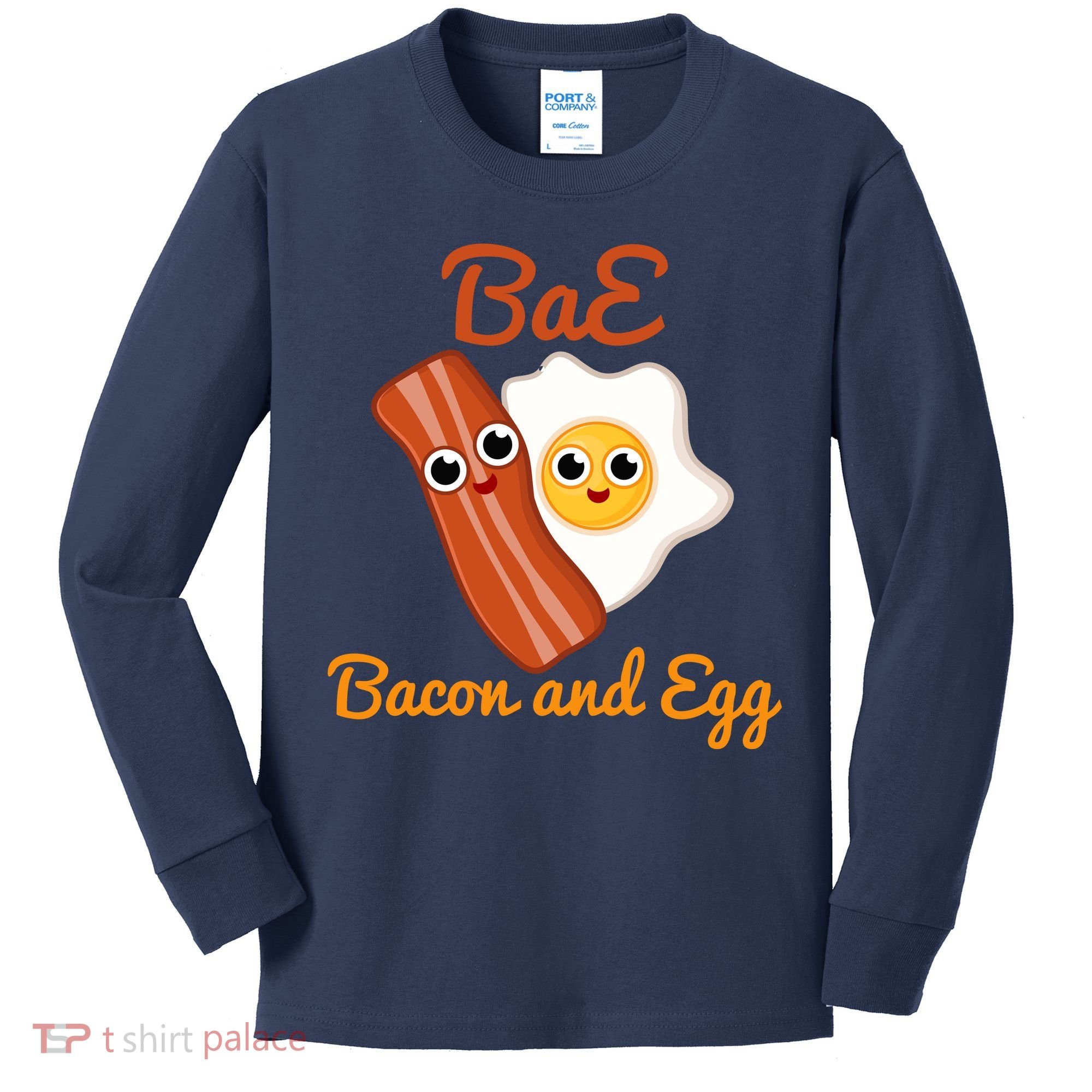 Bae Bacon And Eggs Funny Best Friends Kids Long Sleeve Shirt