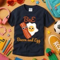 Bae Bacon And Eggs Funny Best Friends Kids T-Shirt thumb 3