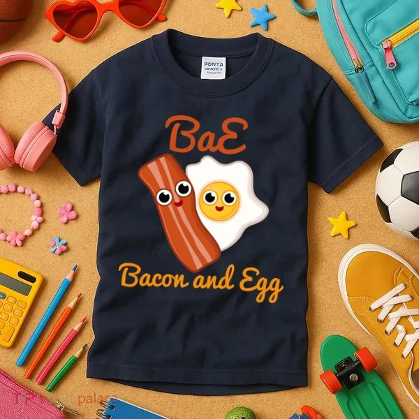 Bae Bacon And Eggs Funny Best Friends Kids T-Shirt