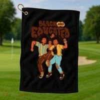 Black And Educated Retro Black History Golf Towel thumb 1