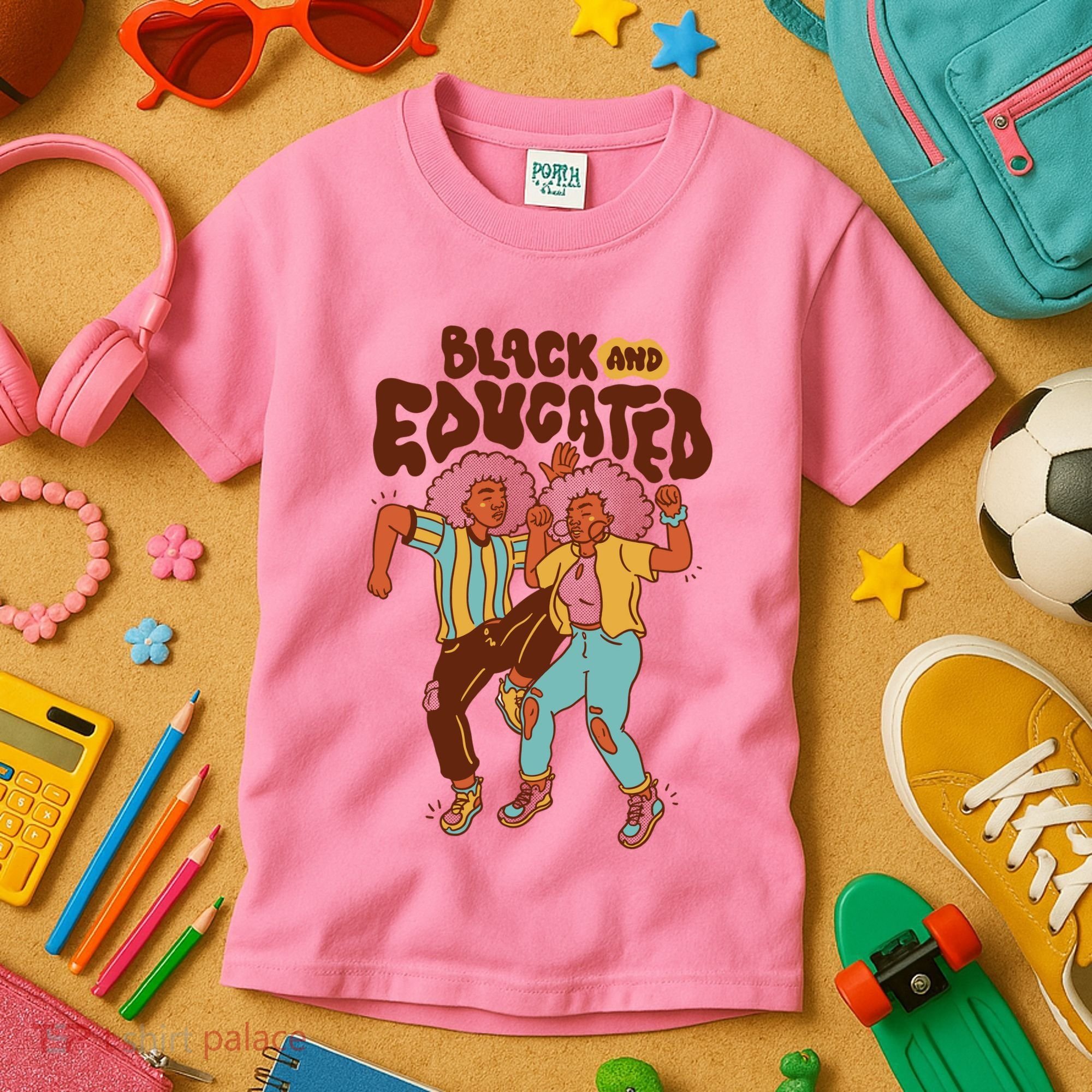 Black And Educated Retro Black History Kids T-Shirt