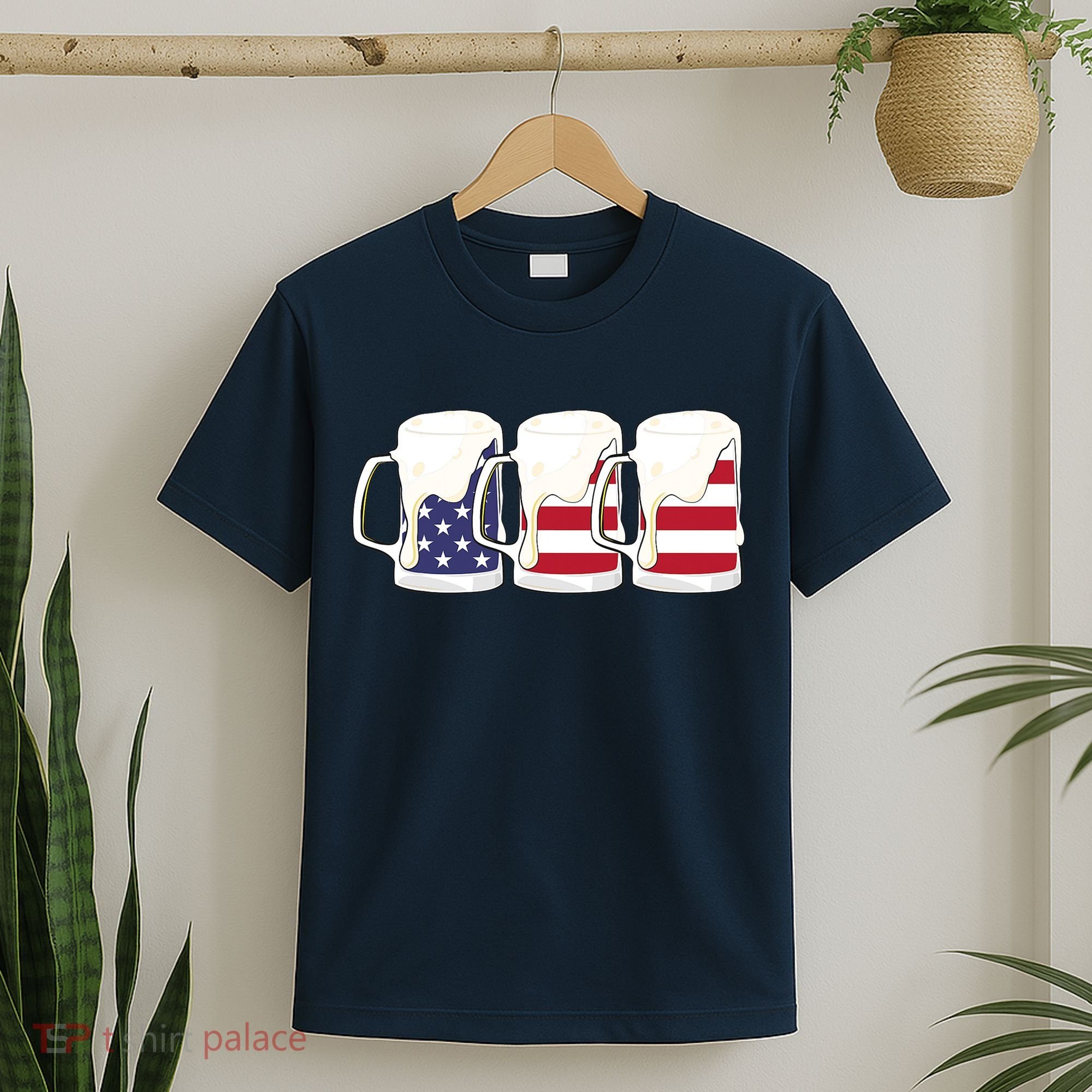 Beer American Flag Shirt 4th Of July Men Women Merica USA T-Shirt