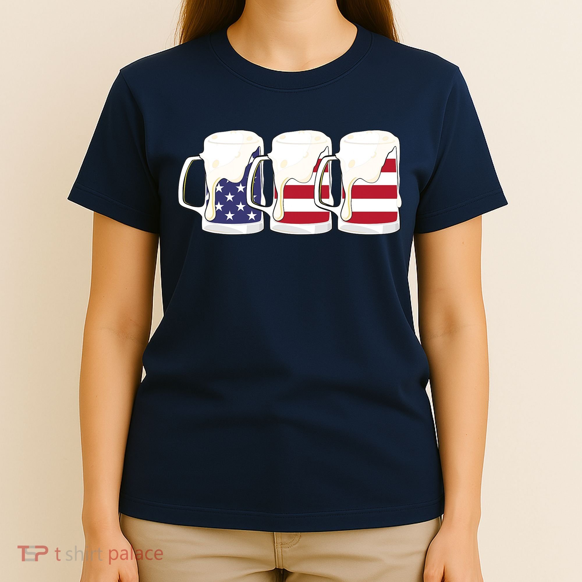 Beer American Flag Shirt 4th Of July Men Women Merica USA T-Shirt