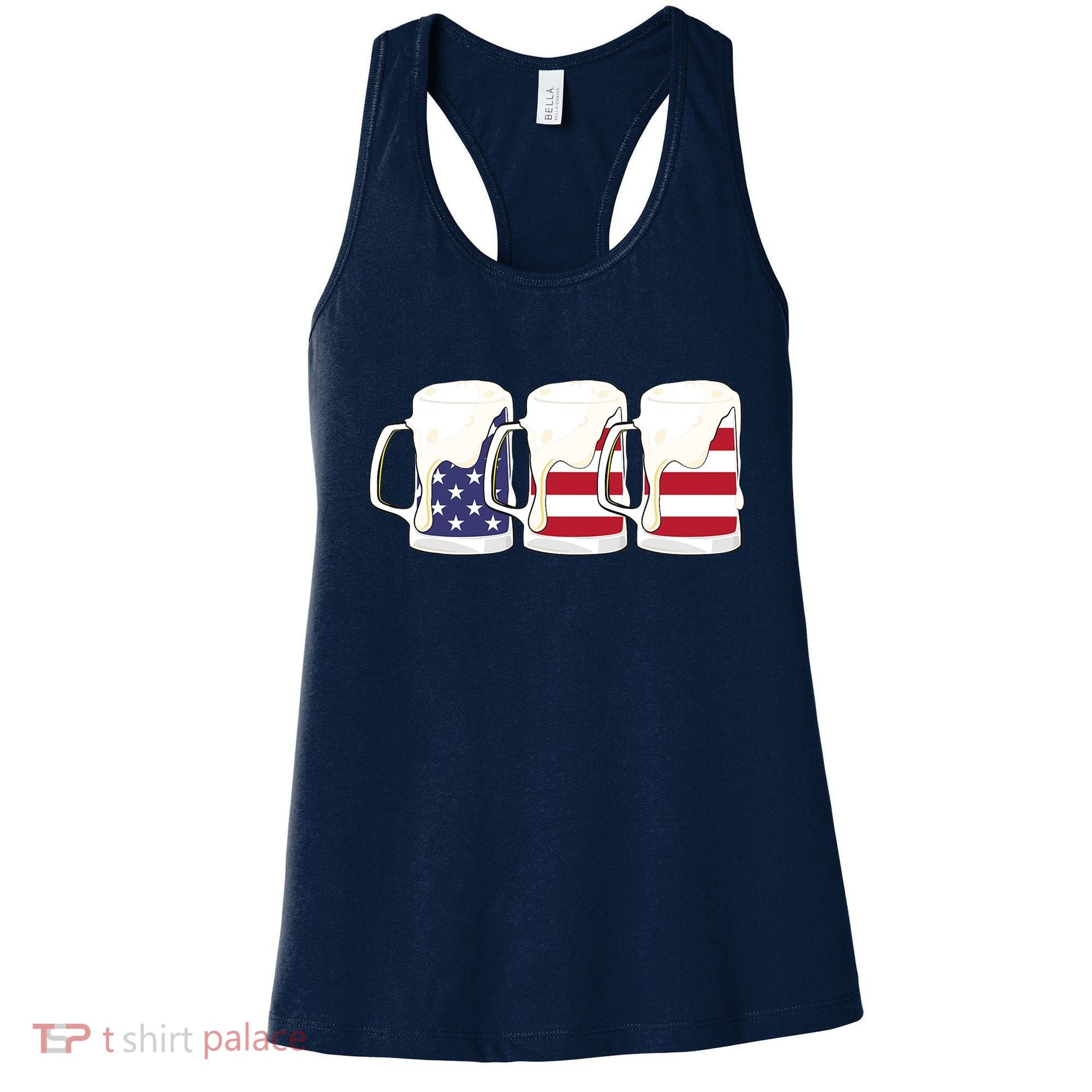 Beer American Flag Shirt 4th Of July Men Women Merica USA Women's Tank Top