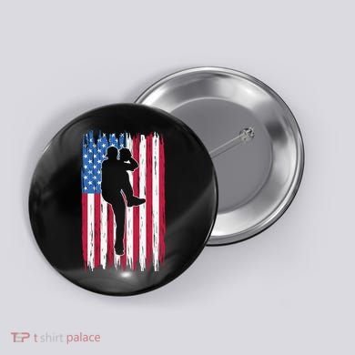 Baseball American Flag Sport Button