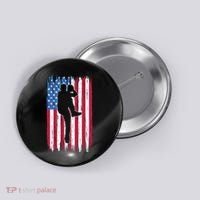 Baseball American Flag Sport Button thumb 0