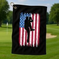 Baseball American Flag Sport Golf Towel thumb 1
