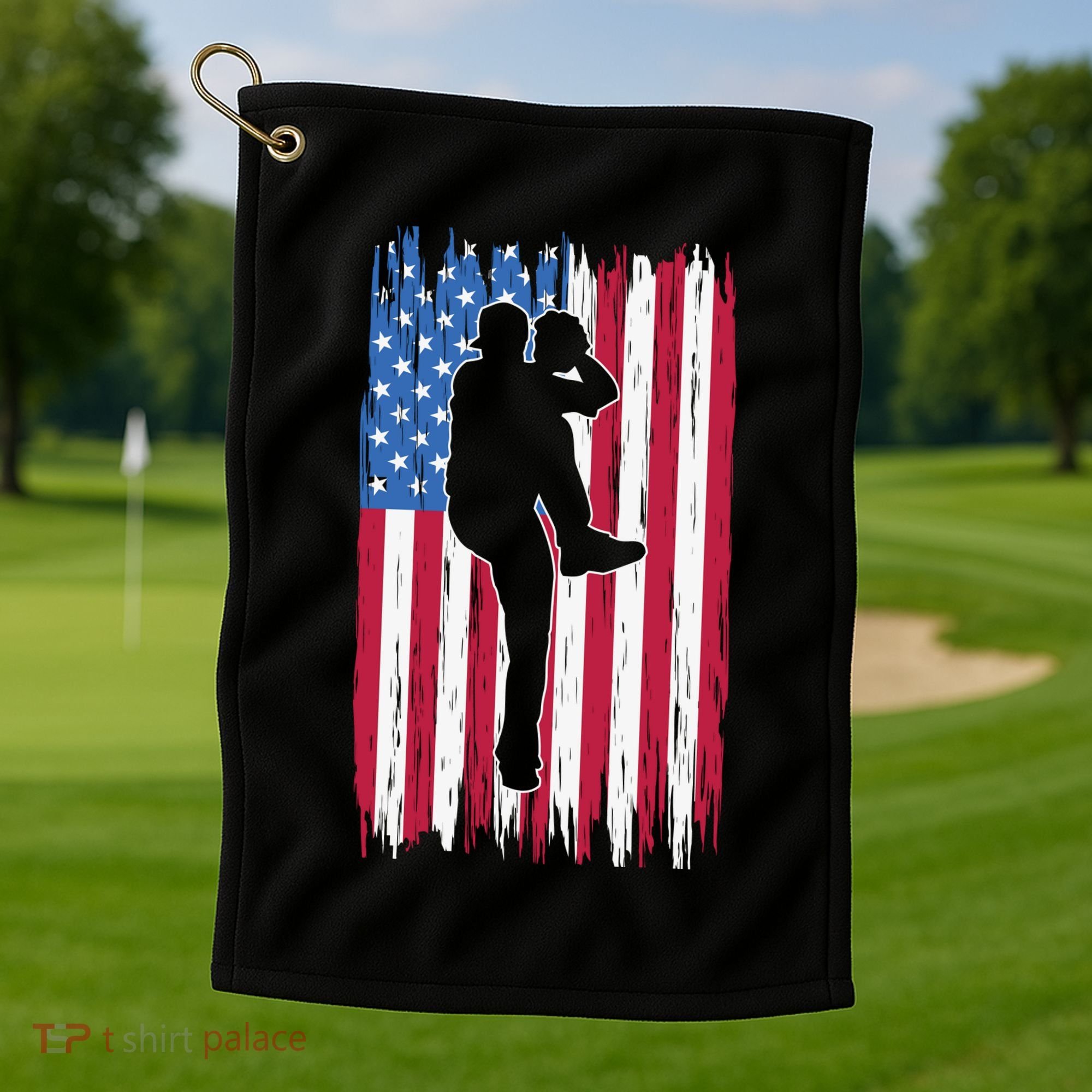 Baseball American Flag Sport Golf Towel