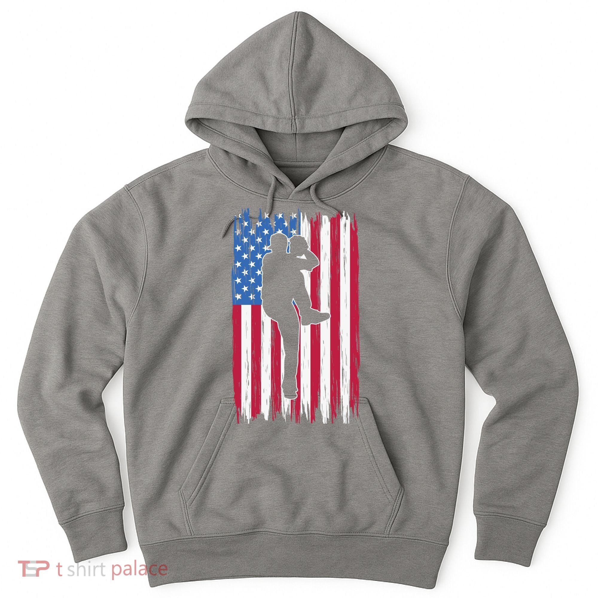 Baseball American Flag Sport Hoodie