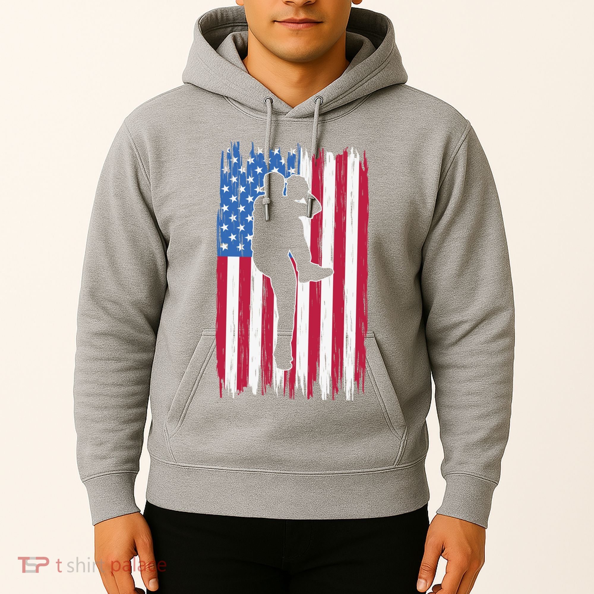 Baseball American Flag Sport Hoodie