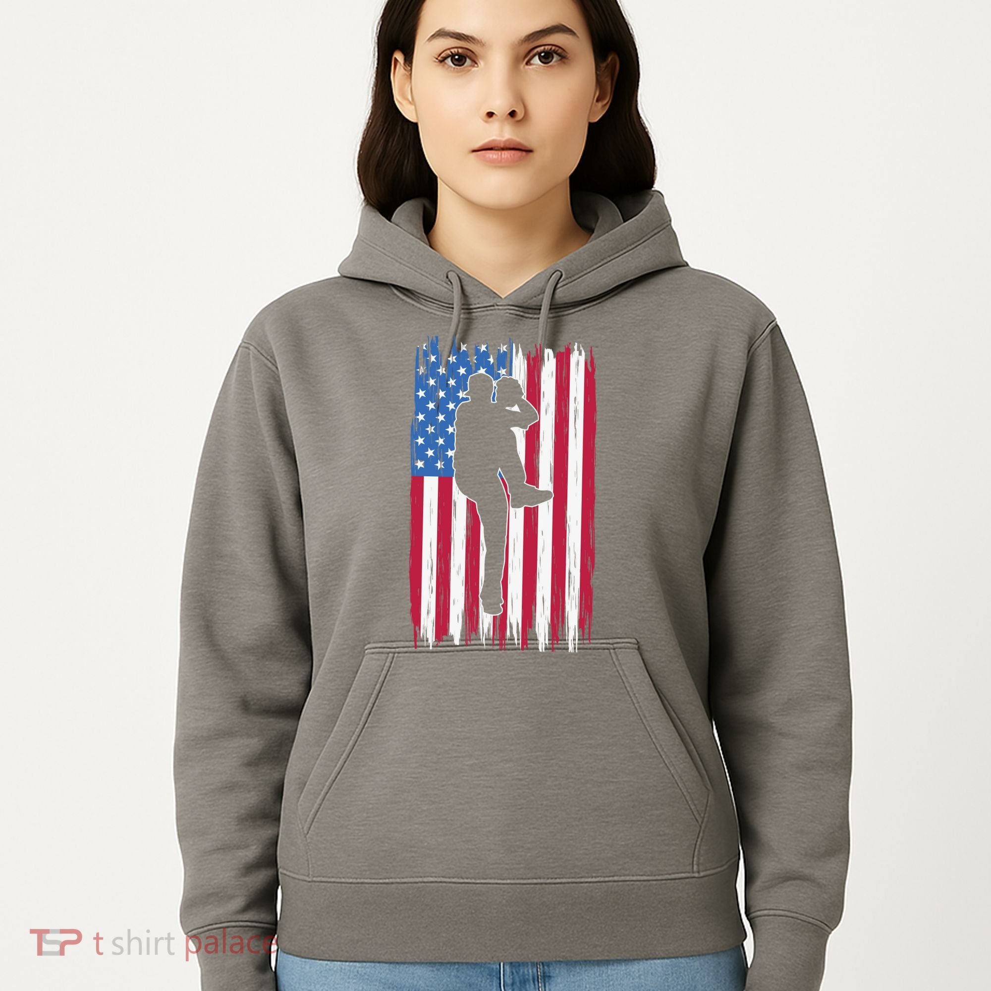 Baseball American Flag Sport Hoodie