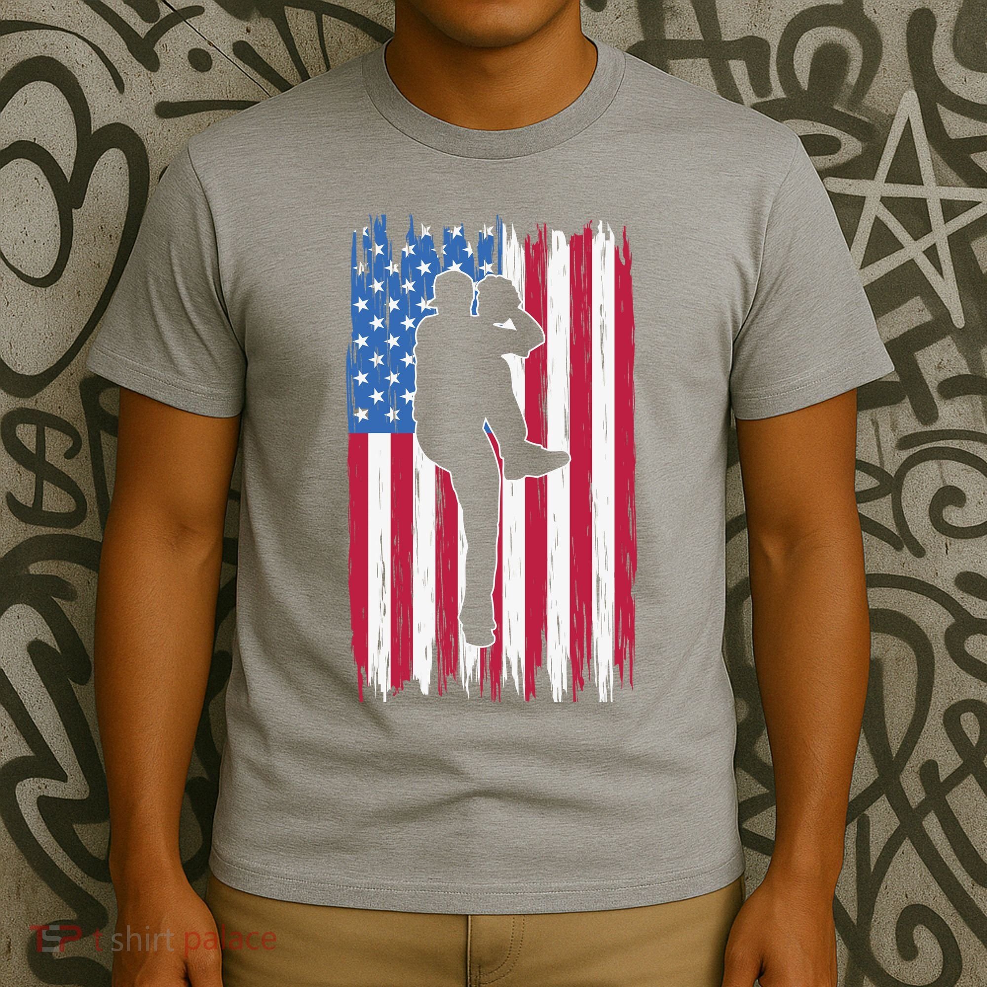 Baseball American Flag Sport T-Shirt