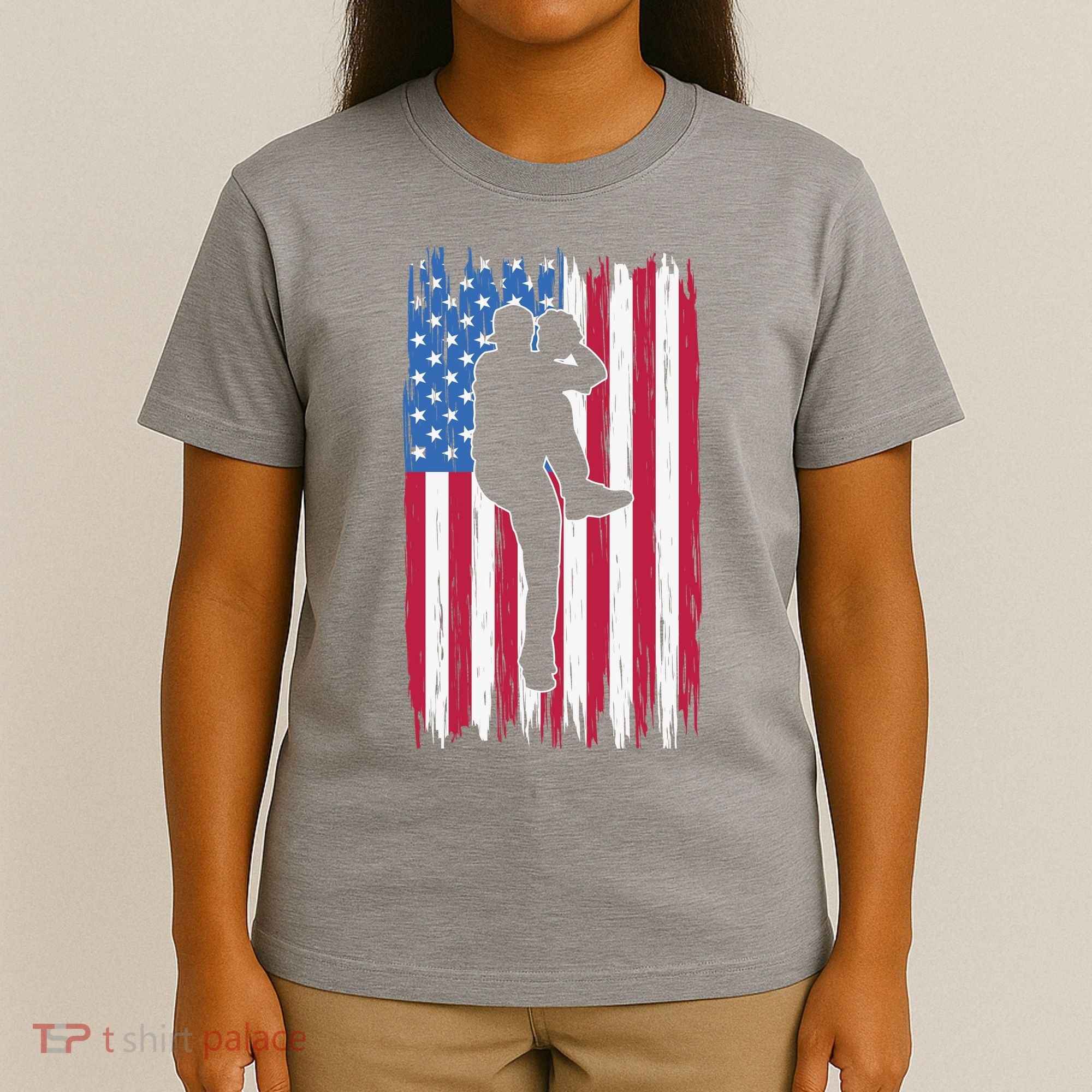 Baseball American Flag Sport T-Shirt