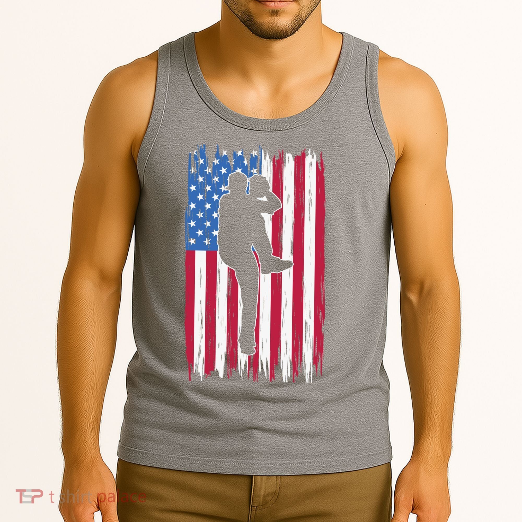 Baseball American Flag Sport Tank Top