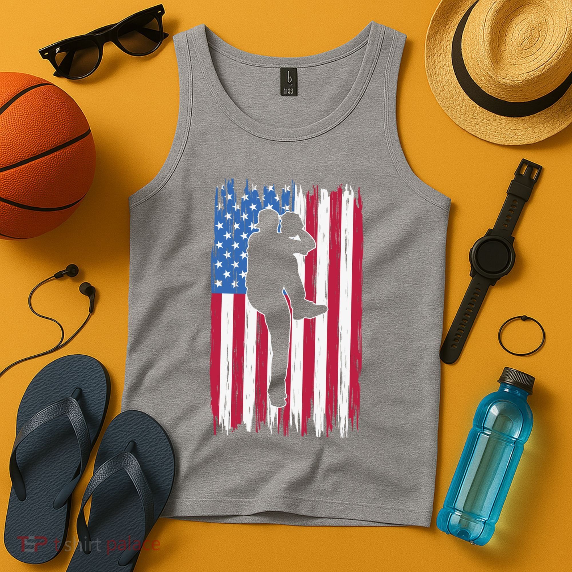 Baseball American Flag Sport Tank Top