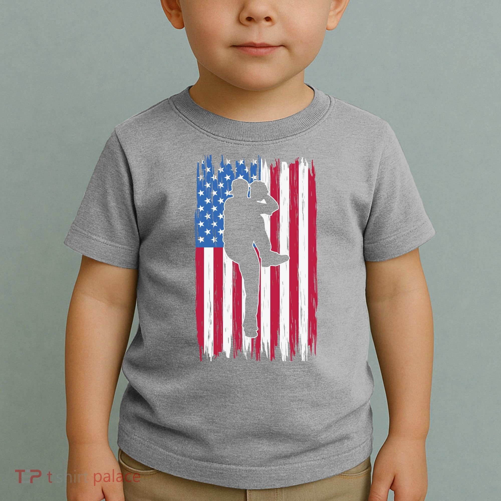 Baseball American Flag Sport Toddler T-Shirt