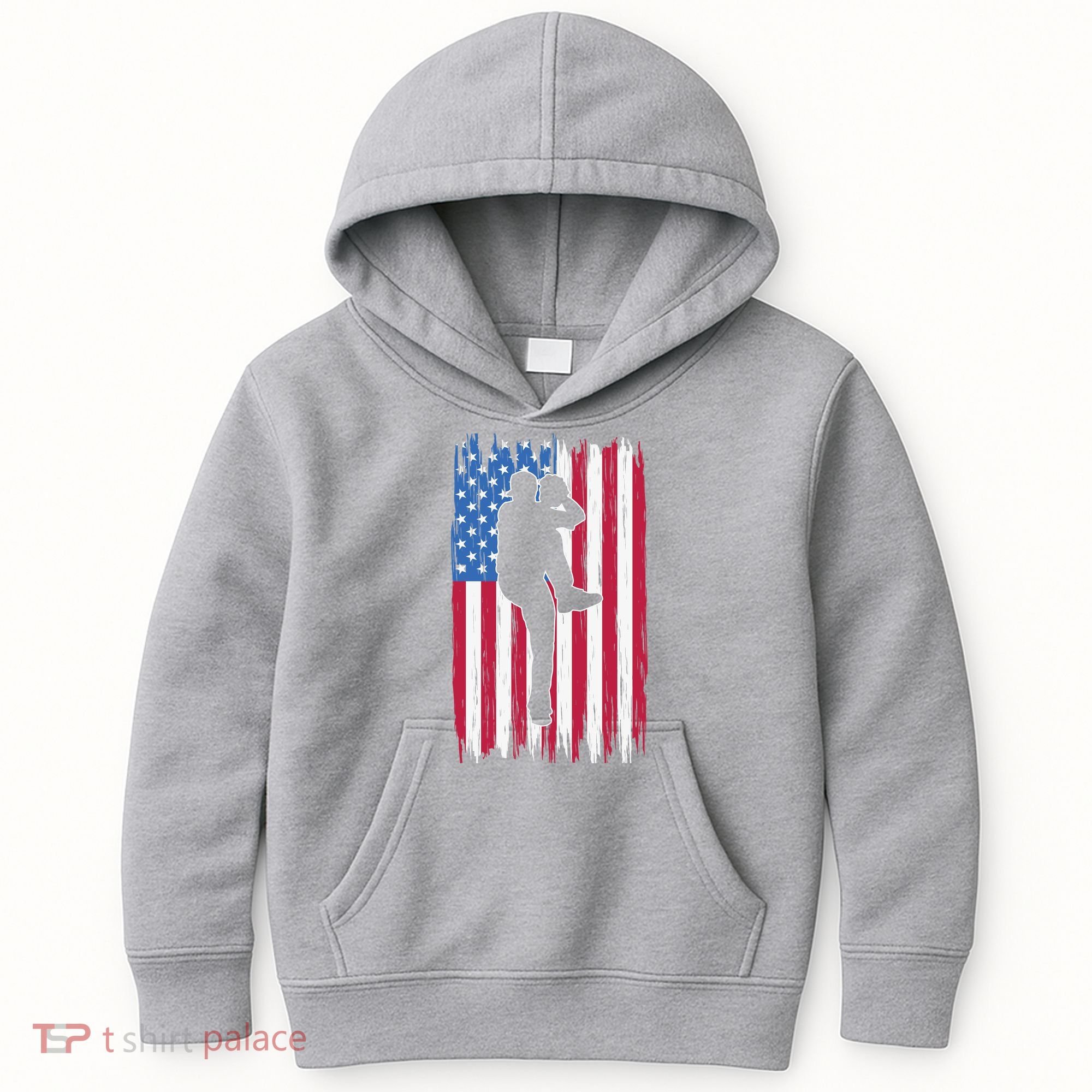 Baseball American Flag Sport Kids Hoodie
