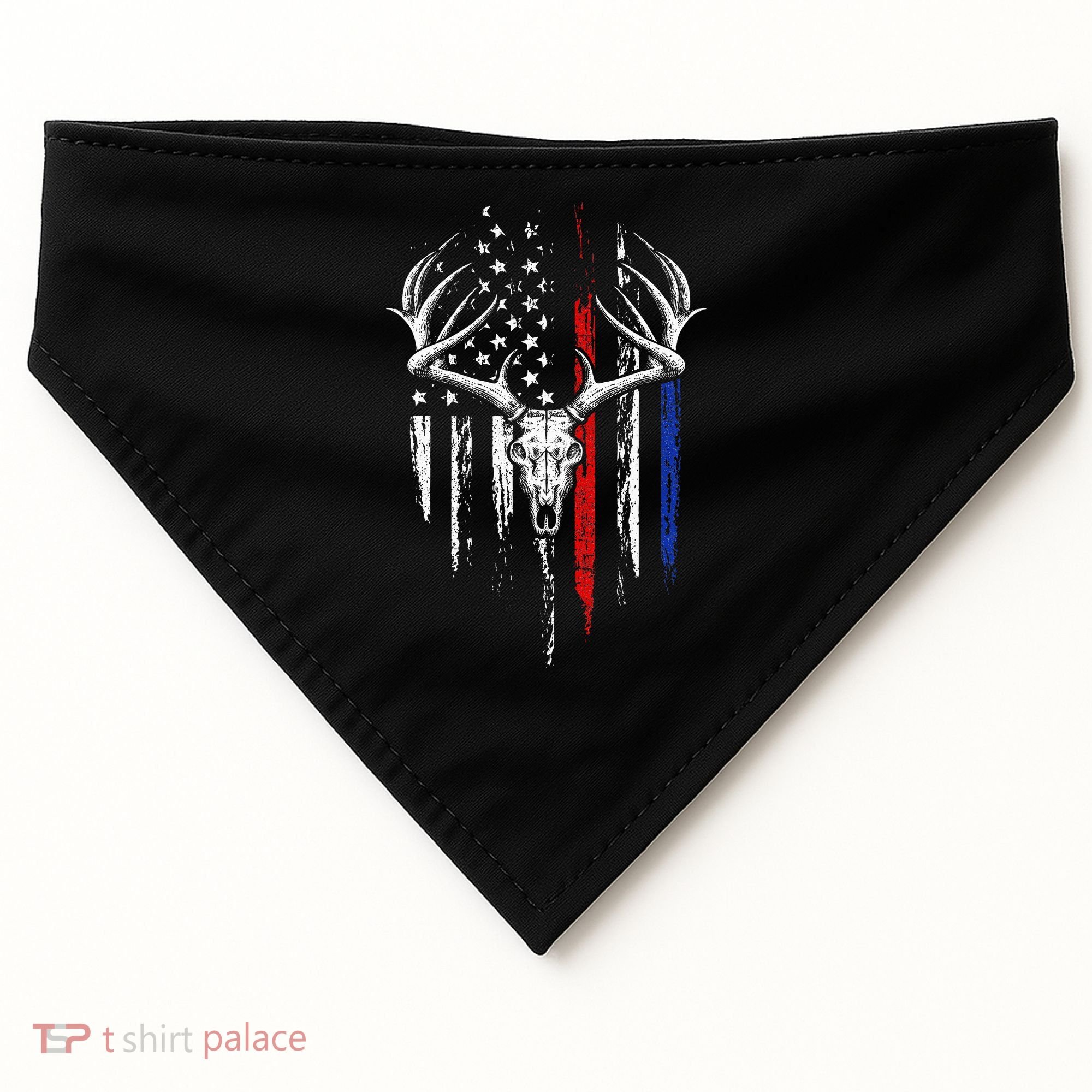 Bowhunting American Flag USA Bow Whitetail Deer Hunter Gift USA-Made Doggie Bandana