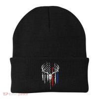 Bowhunting American Flag USA Bow Whitetail Deer Hunter Gift Beanie thumb 0