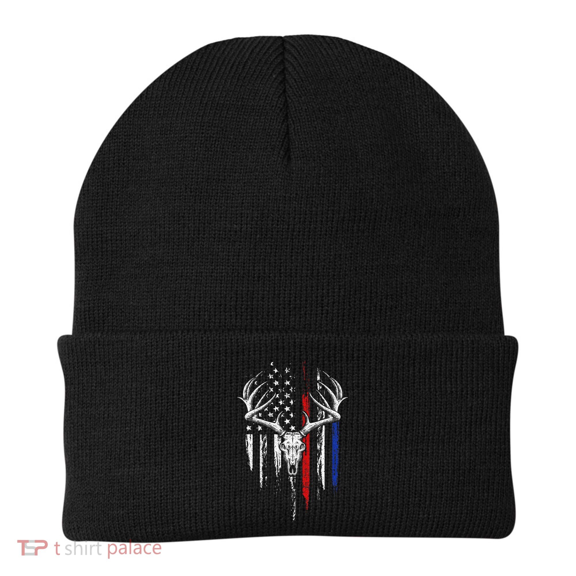 Bowhunting American Flag USA Bow Whitetail Deer Hunter Gift Beanie
