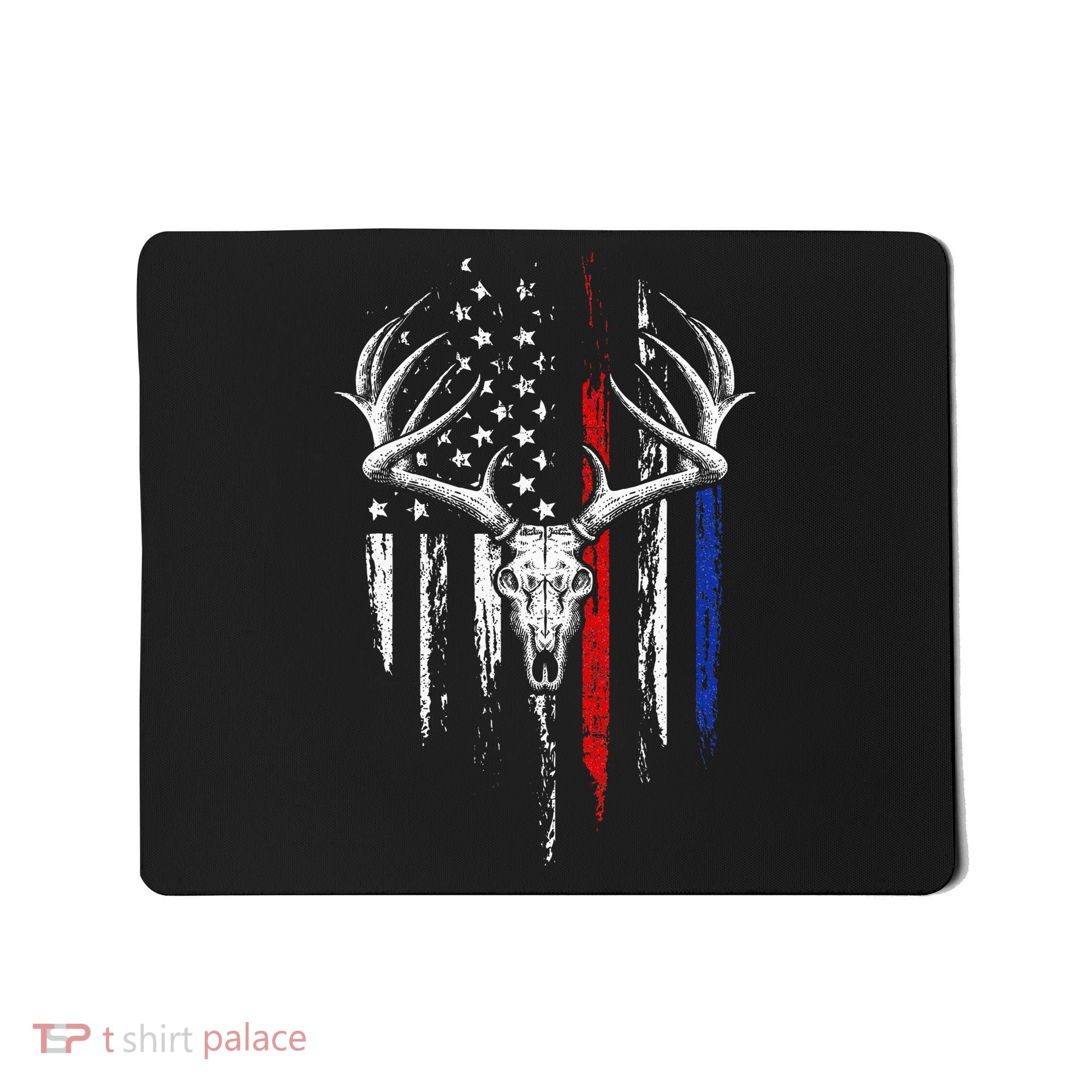 Bowhunting American Flag USA Bow Whitetail Deer Hunter Gift Mousepad