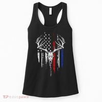 Bowhunting American Flag USA Bow Whitetail Deer Hunter Gift Women's Tank Top thumb 0