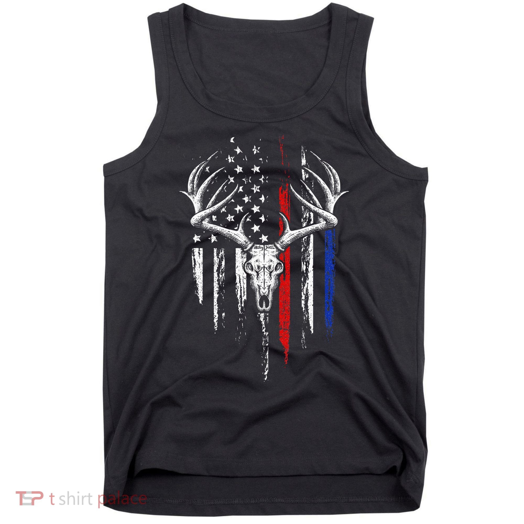 Bowhunting American Flag USA Bow Whitetail Deer Hunter Gift Tank Top