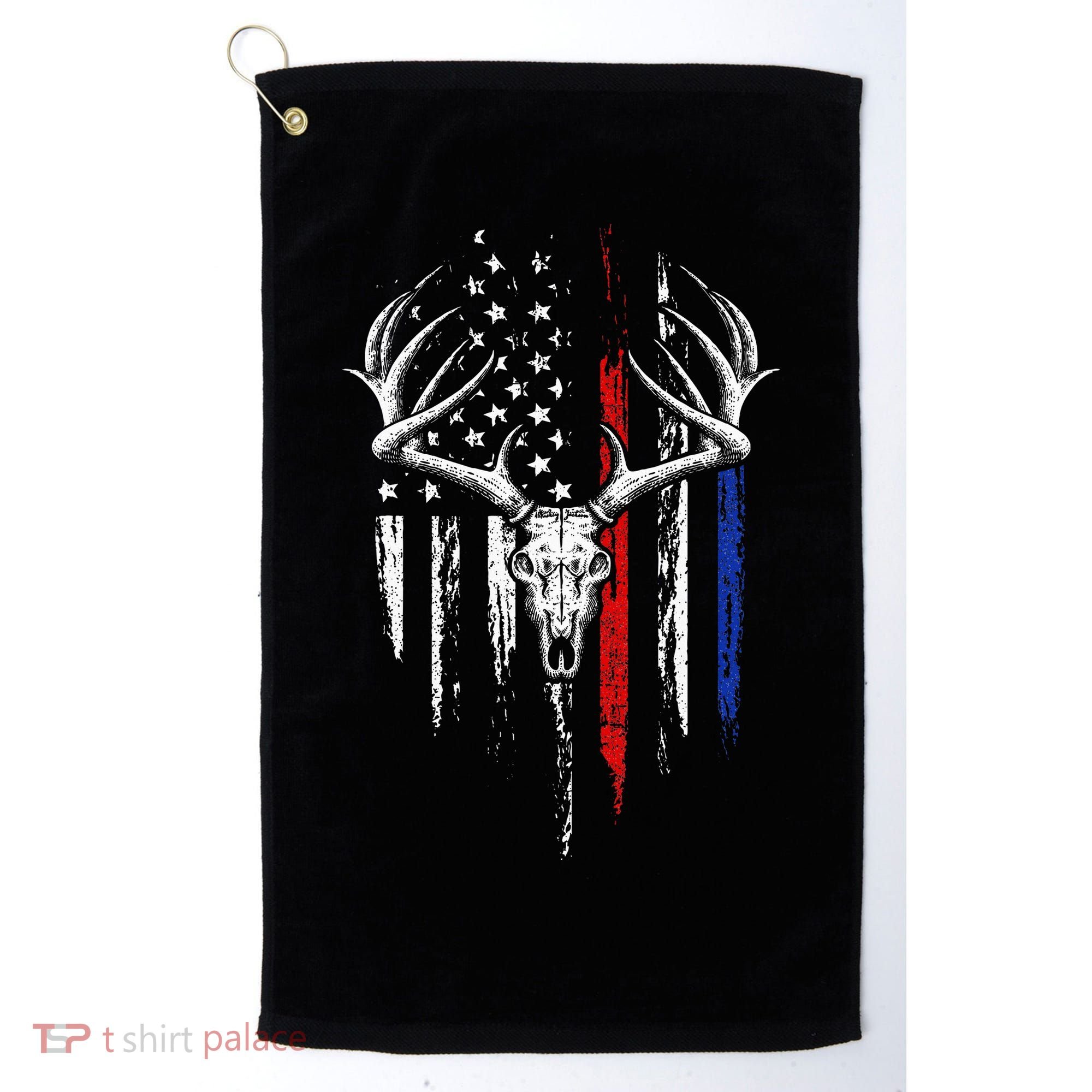 Bowhunting American Flag USA Bow Whitetail Deer Hunter Gift Golf Towel