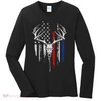 Bowhunting American Flag USA Bow Whitetail Deer Hunter Gift Women's Long Sleeve Shirt thumb 0