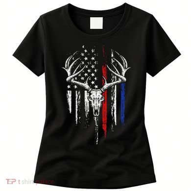 Bowhunting American Flag USA Bow Whitetail Deer Hunter Gift Women's T-Shirt