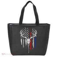 Bowhunting American Flag USA Bow Whitetail Deer Hunter Gift Tote Bag thumb 0