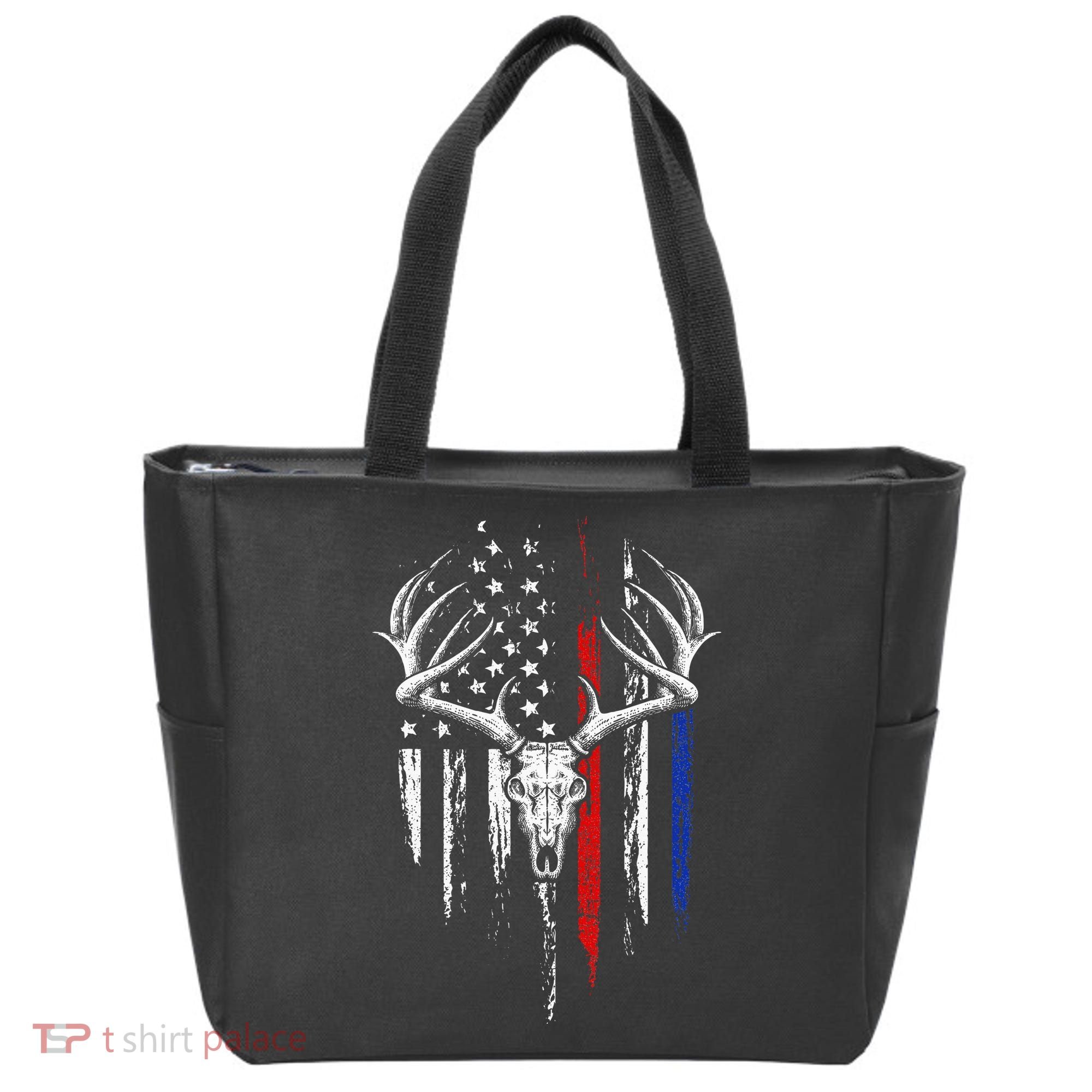 Bowhunting American Flag USA Bow Whitetail Deer Hunter Gift Tote Bag