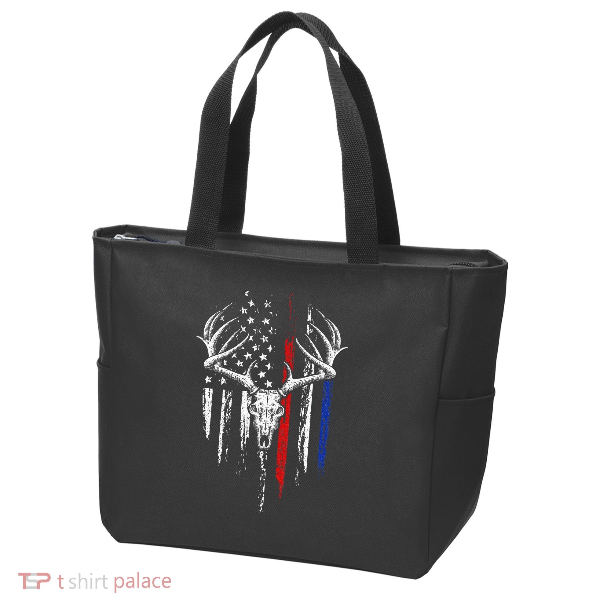 Bowhunting American Flag USA Bow Whitetail Deer Hunter Gift Tote Bag