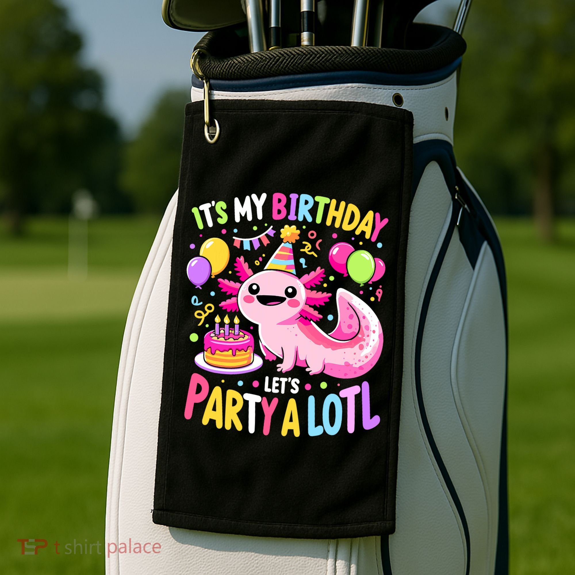 Birthday Axolotl Fun Party Kawaii Axolotl Golf Towel