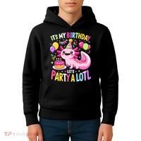 Birthday Axolotl Fun Party Kawaii Axolotl Kids Hoodie thumb 4