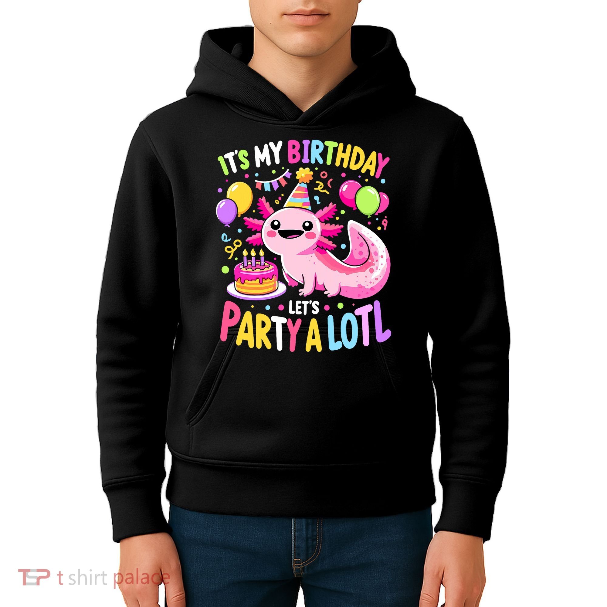 Birthday Axolotl Fun Party Kawaii Axolotl Kids Hoodie