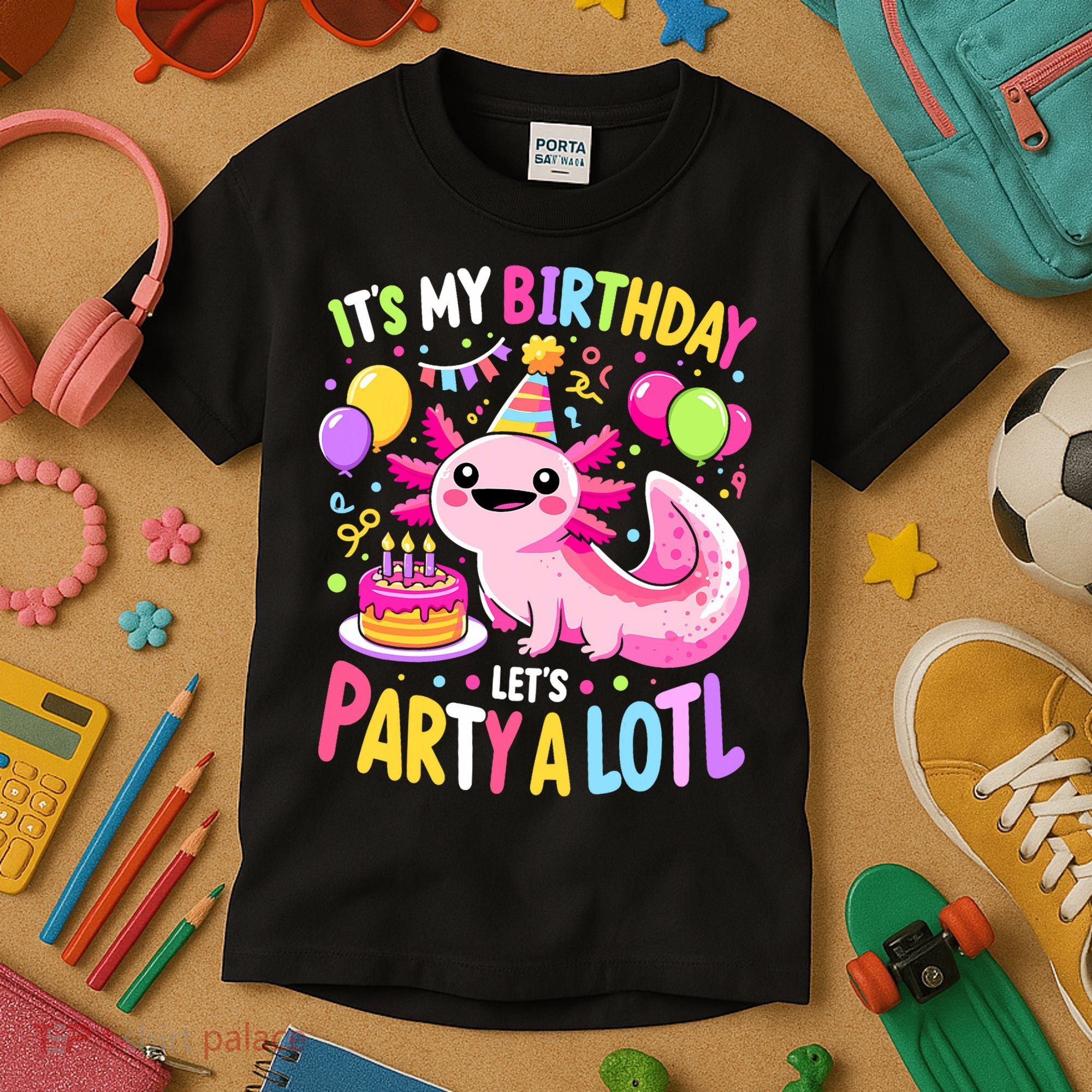 Birthday Axolotl Fun Party Kawaii Axolotl Kids T-Shirt