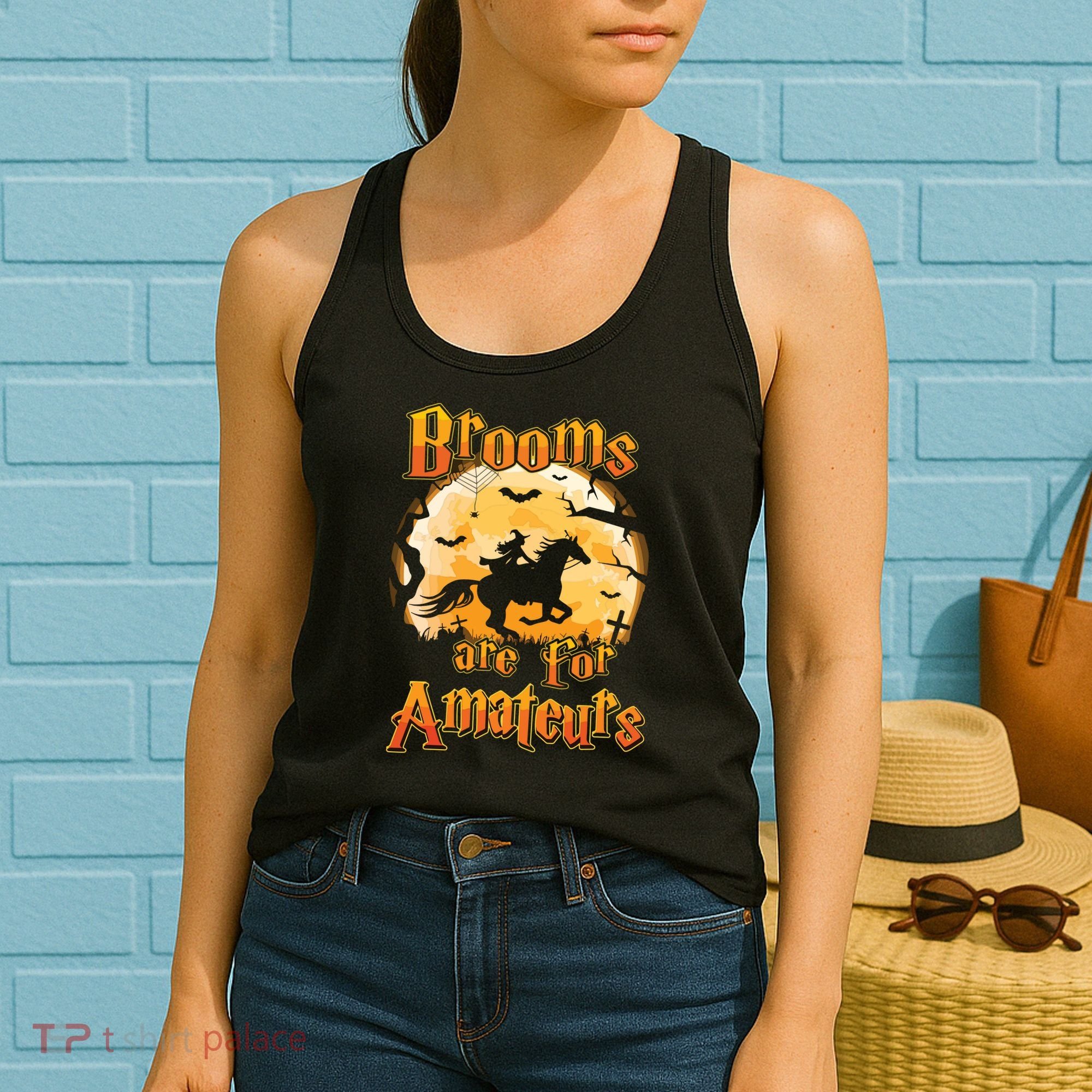 Brooms Are For Amateurs Horse Funny Halloween Costume Long Sleeve Women's Tank Top