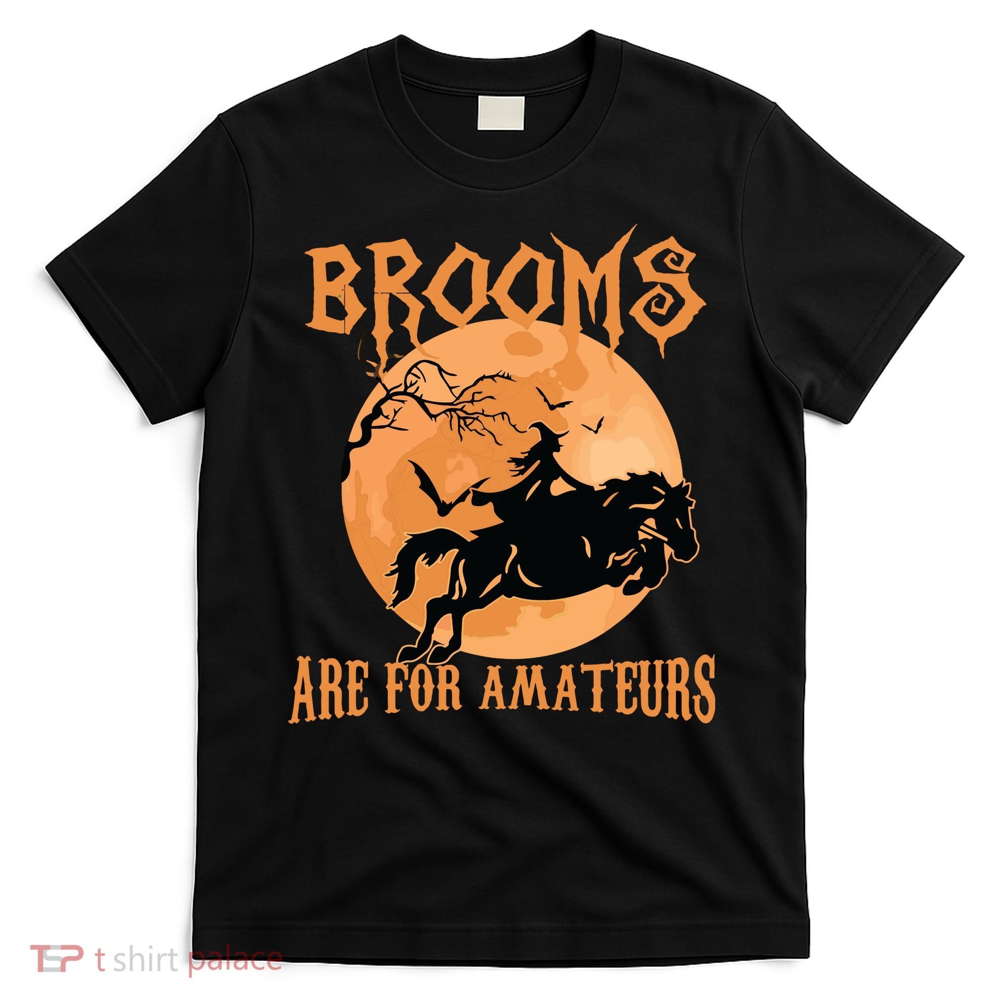 Brooms Are For Amateurs Horse Riding Funny Halloween Costume T-Shirt