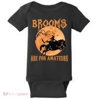 Brooms Are For Amateurs Horse Riding Funny Halloween Costume Baby Bodysuit thumb 0