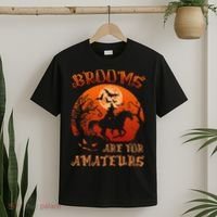 Brooms Are For Amateurs Witch Riding Horse Halloween Women T-Shirt thumb 2