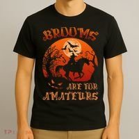 Brooms Are For Amateurs Witch Riding Horse Halloween Women T-Shirt thumb 3